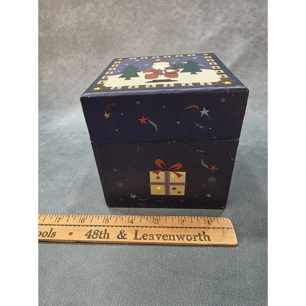 Christmas Nesting Boxes Set of 3 Santa Penguin Reindeer Holiday Decor Square
